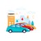 Carsharing Flat Poster Layout. Automobile Rent