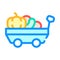 Cart with autumn vegetables color icon vector illustration