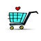 Cart basket trolley market shop product sale purchase store vector