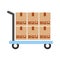 Cart with boxes carton delivery icon