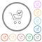 Cart checkout outline flat icons with outlines