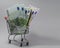 Cart with euro banknotes of various denominations 6