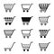 Cart icon for shop. Trolley for shopping. Add in basket for buy. Symbol of online store, retail and merchandise in line style. Web