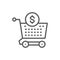 Cart, money, investment, deposit line icon.