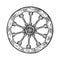 Cart old wooden wheel engraving vector