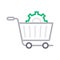 Cart setting thin line color vector icon