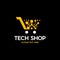 Cart Shop Pixel Media Modern Technology Logo