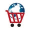 Cart shopping with planet commercial icon