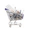 Cart or shopping trolley full of metal and iron hardware for crafting