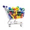 Cart or shopping trolley full of wooden blocks and building bricks