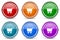 Cart silver metallic glossy icons, set of modern design buttons for web, internet and mobile applications in 6 colors options