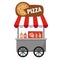 Cart stall and pizza vector