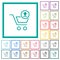 Cart upload outline flat color icons with quadrant frames