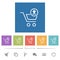 Cart upload outline flat white icons in square backgrounds