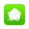 Cart on wheels with coal icon digital green