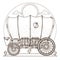 Cartage carriage cowboy outline drawing for coloring. Former transport and vehicles. Wild West