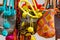 CARTAGENA, COLOMBIA - OCTOBER, 27, 2017: Close up of colored colombian bags in a public market in Cartagena