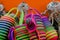 CARTAGENA, COLOMBIA - OCTOBER, 27, 2017: Close up of colored colombian bags in a public market in Cartagena