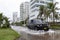 Cartagena de Indias, Colombia - Nov 21, 2010: An off-road vehicle crosses a street flooded with water after the storm, leaving