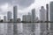 Cartagena de Indias, Colombia - Nov 21, 2010: Skyline of the Bocagrande district skyscrapers and buildings on a stormy day