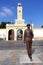 Cartagena, Murcia, Spain - August 01 2018: Statue of a Spanish Marine Infantryman outside the entrance to the Naval Base, also kno
