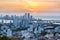 Cartagena skyline Colombia city sea skyscrapers sunset twilight