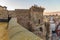 CARTAGENA, SPAIN - December 2, 2017: Aerial panoramic view of famous roman amphitheater. Beautiful sunset over the mountains. Wide