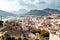 CARTAGENA, SPAIN - JAN 2020: General city view of Cartagena and Teatro Romano from Parque de la Villa