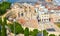 Cartagena, Spain - Jun 14, 2019; Cartagena city view and ancient Roman Theatre.  Theatro Romano De Cartagena.