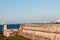 Cartagena walls with the sea in the background.