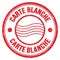 CARTE BLANCHE text written on red round postal stamp sign