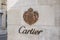 Cartier logo brand and store sign front of entrance luxury Retail boutique jewellery