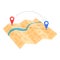 Cartography itinerary icon, cartoon style