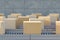 Carton boxes on conveyor system 3d render