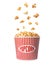 Carton bucket with delicious fresh popcorn