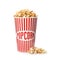 Carton cup with delicious fresh popcorn