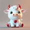 Carton cute tiny cow with red horns and big eyes - AI generated adorable calf