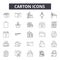 Carton line icons for web and mobile design. Editable stroke signs. Carton  outline concept illustrations