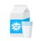 Carton pack and glass of fresh milk in flat cartoon style, stock