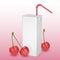The carton packages of Milk or juice, isolated on light background. carton packages with cherry juice, White pack Mockup, vector
