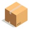 Carton paper box or cardboard 3D post package vector icon