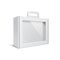 Carton Or Plastic White Blank Package Box With Handle. Briefcase, Case, Folder, Portfolio Case.