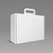 Carton Or Plastic White Blank Package Box With Handle. Briefcase, Case, Folder, Portfolio Case. Ready For Your Design.