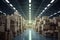 Cartons stacked in factory warehouse depicted in 3D rendering