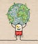 Cartoon 2021 Super Hero Carrying the Earth, Natural and Peaceful