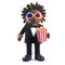 Cartoon 3d black Afro American singer entertainer eating popcorn and watching a movie, 3d illustration