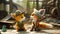 Cartoon 3D Foxes in Construction Gear - Playful and Adorable Illustrations of Cunning Builders