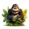 Cartoon 3d gorilla in the jungle