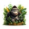 Cartoon 3d gorilla in the jungle