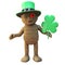 Cartoon 3d Halloween Egyptian mummy monster holding a shamrock for Irish St Patricks Day, 3d illustration